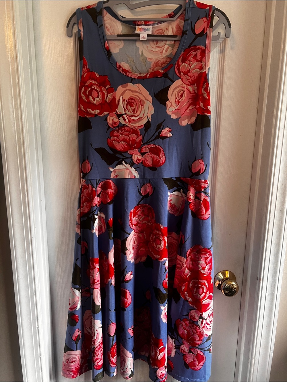 LuLaRoe Nicki Midi Dress with Pink Floral Print